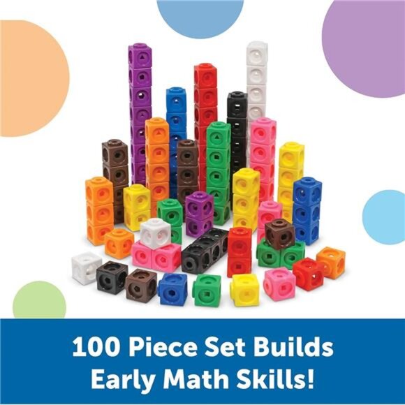 Kids Learning Resources MathLink Cubes 100 Cubes Set Ages 5+ Kindergarten - Picture 2 of 6